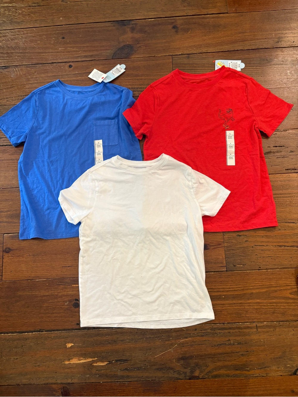 Cat & Jack Short-Sleeve Tee Trio in Blue, Red & White